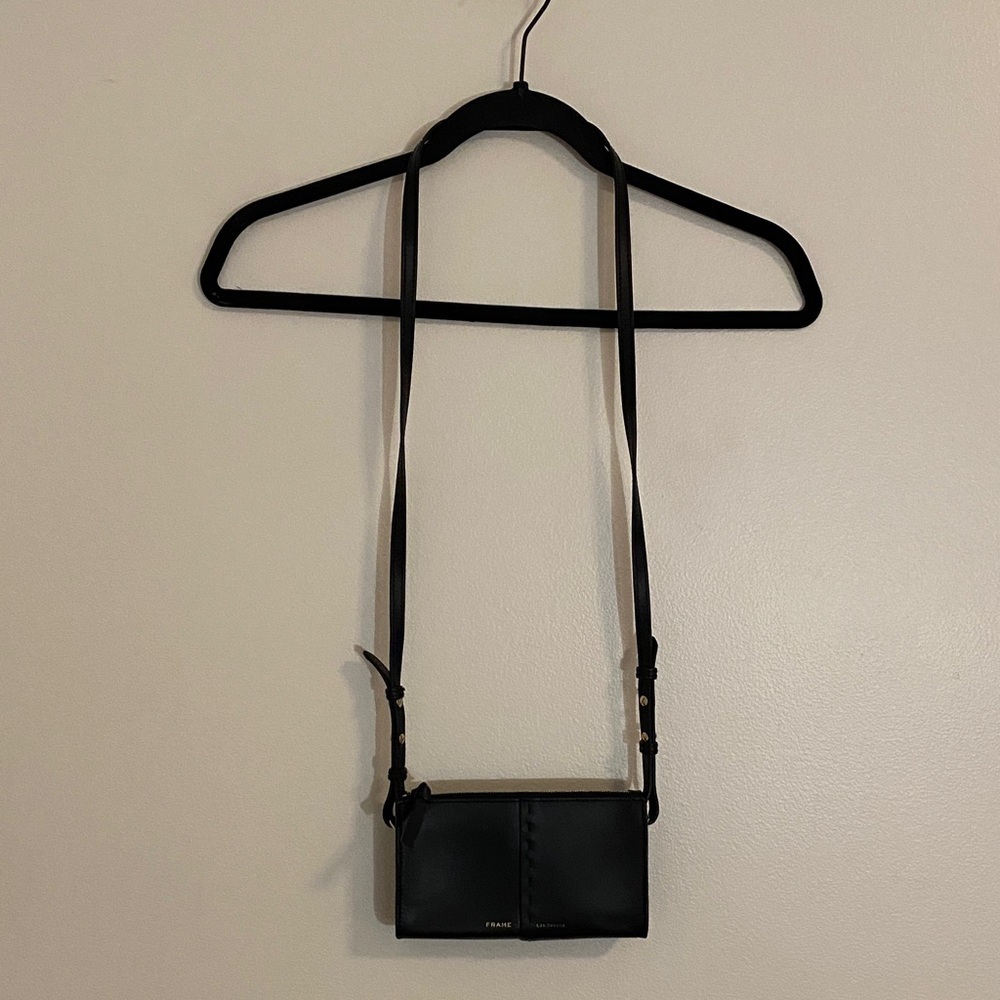 Frame Les Second Crossbody Wallet Bag Black Leather Purse